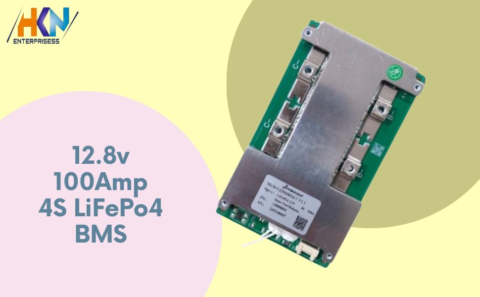 HKN 4S 100A Smart BMS for LiFePO4 Battery Packs, NTC Supported, Overcharge & Short Circuit Protection for Solar, E-Bike, Inverter & DIY Power Systems