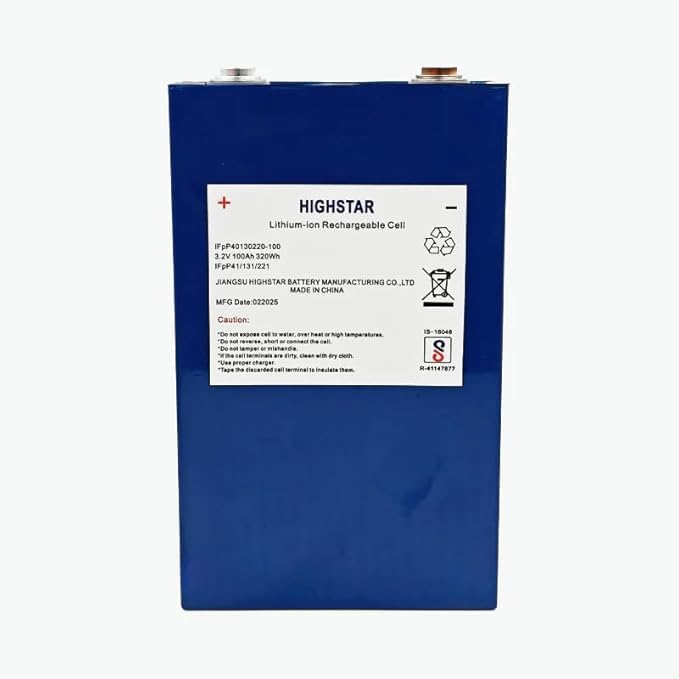 Highstar Prismatic Cells 3.2V, 100Ah, LiFePO4 Battery (4 Piece), A-Grade 4000+ Duty Cycle,Latest Stock, for Solar, Inverter, UPS, EV(Pack of 4)