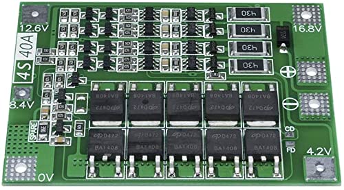 4S 40A 14.8V 16.8V 18650 Charger Li-ion Lithium Battery Protection Board PCB BMS Lipo Cell Module with Balance Function for Drill Motor