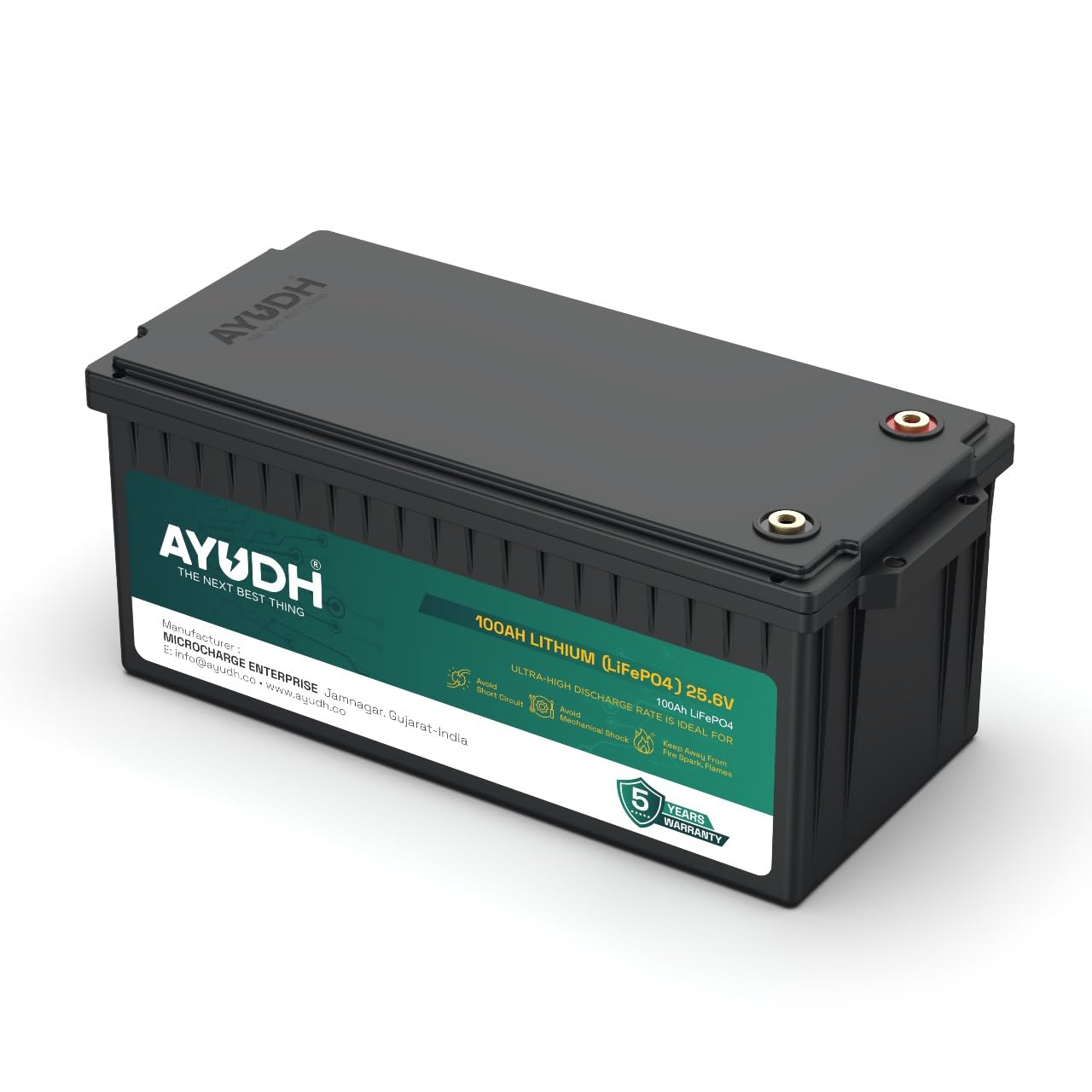 AYUDH 24 Volt 100AH Lithium Ferro Phosphate Inverter Battery, Solar Compatible, Long Life Up to 20 Years, Works with Any Normal Inverter, 5 Years Warranty