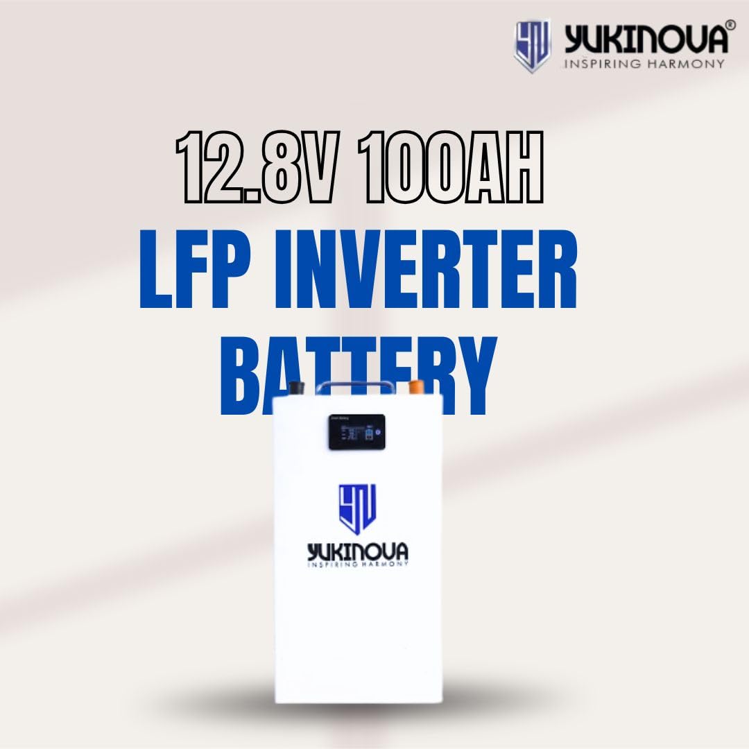 12.8V 100Ah Lithium Inverter Battery | LiFePO4 | 3000+ Cycles | Smart BMS | Fast Charging | Compatible with Hybrid/Online Inverters | Lightweight & Long Life Backup