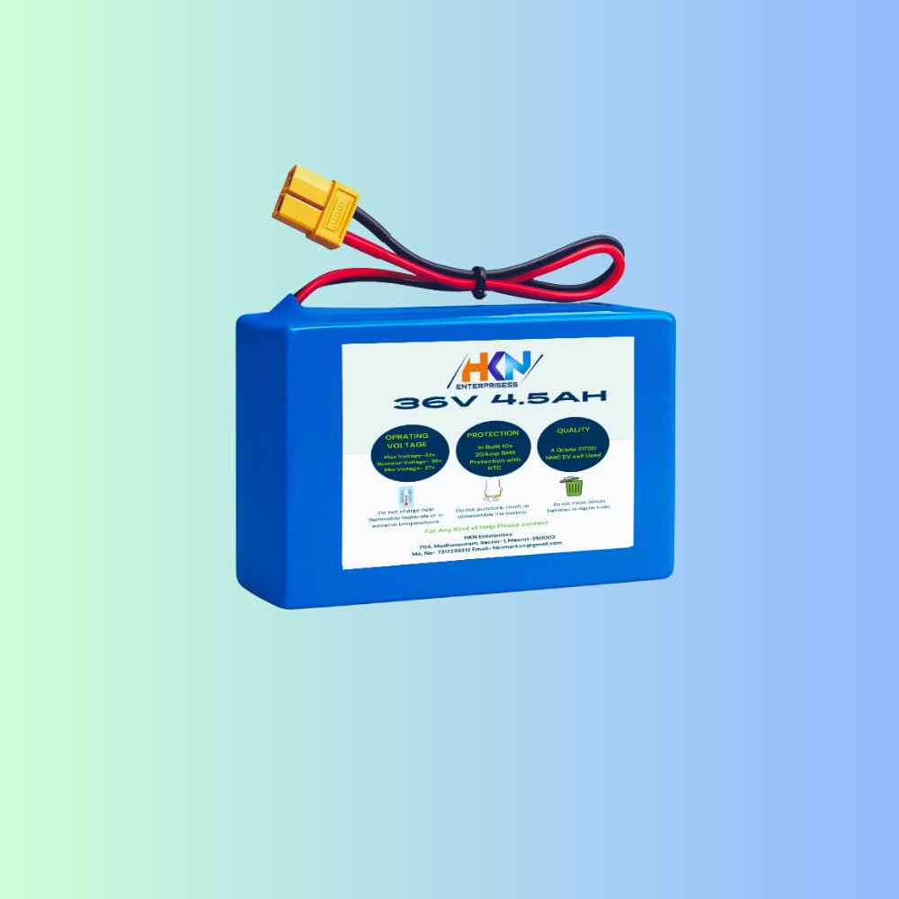 36V 4.5Ah Lithium-Ion Rechargeable Battery Pack | 36volt 4500mAh | E Bike e-Cycle Battery | in Built 10S 20Amp BMS with Fast chgarging.