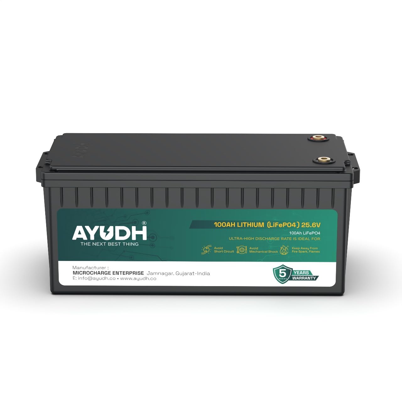 AYUDH 24 Volt 100AH Lithium Ferro Phosphate Inverter Battery, Solar Compatible, Long Life Up to 20 Years, Works with Any Normal Inverter, 5 Years Warranty