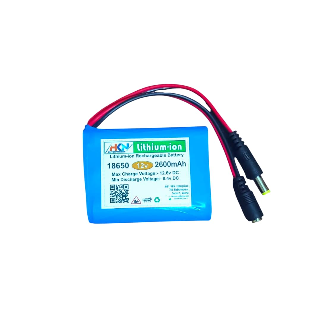 12V 2600mAh Rechargeable Lithium-ion Battery Pack with BMS | for LED Lights, DIY Projects, Robotics, CCTV & Solar Applications