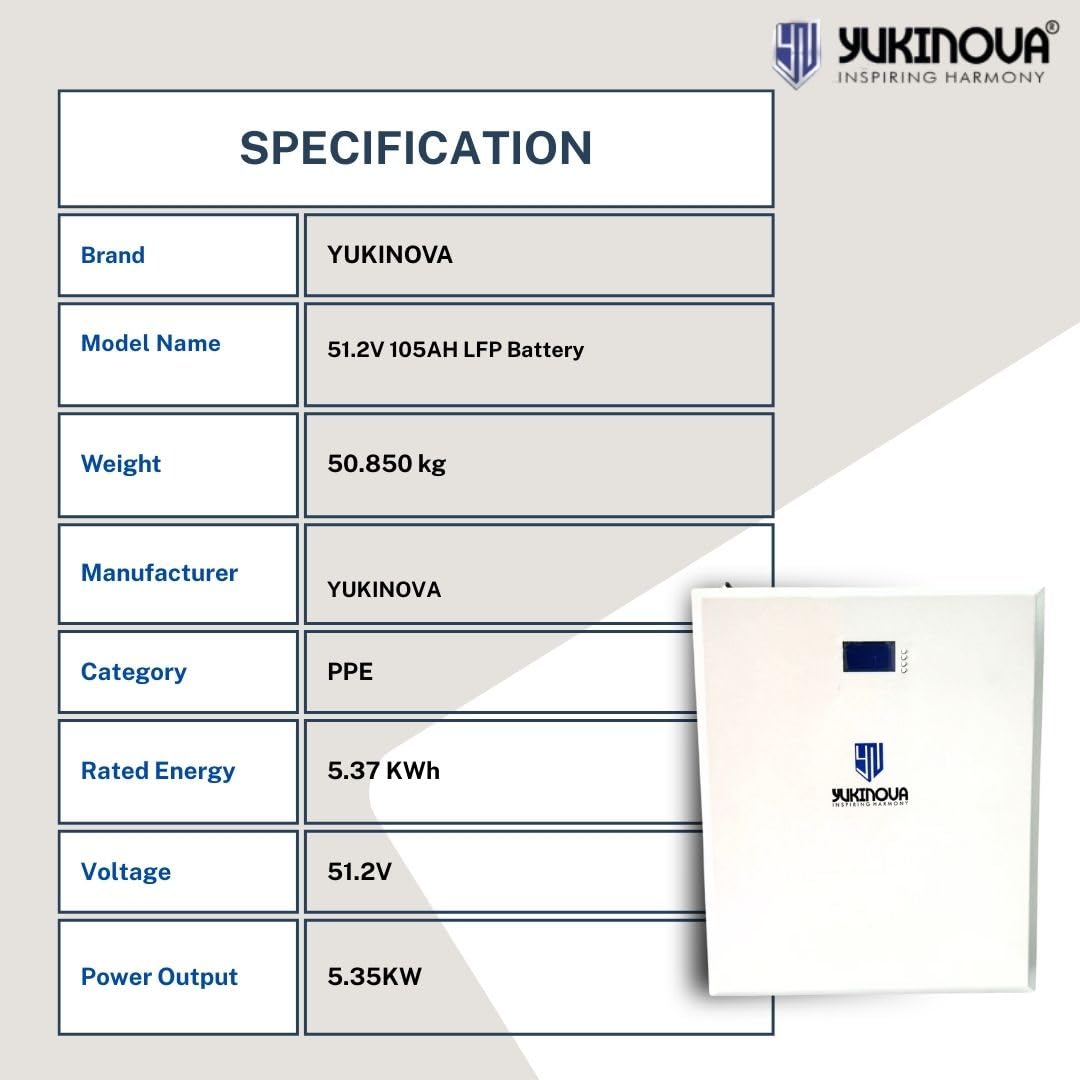 51.2V 105Ah Lithium Battery | 5.12kWh LiFePO4 | Smart BMS | 6000+ Cycles | Solar Inverter, Home Backup, EV, E-Rickshaw, Industrial Use | Fast Charging | High Temperature Protection