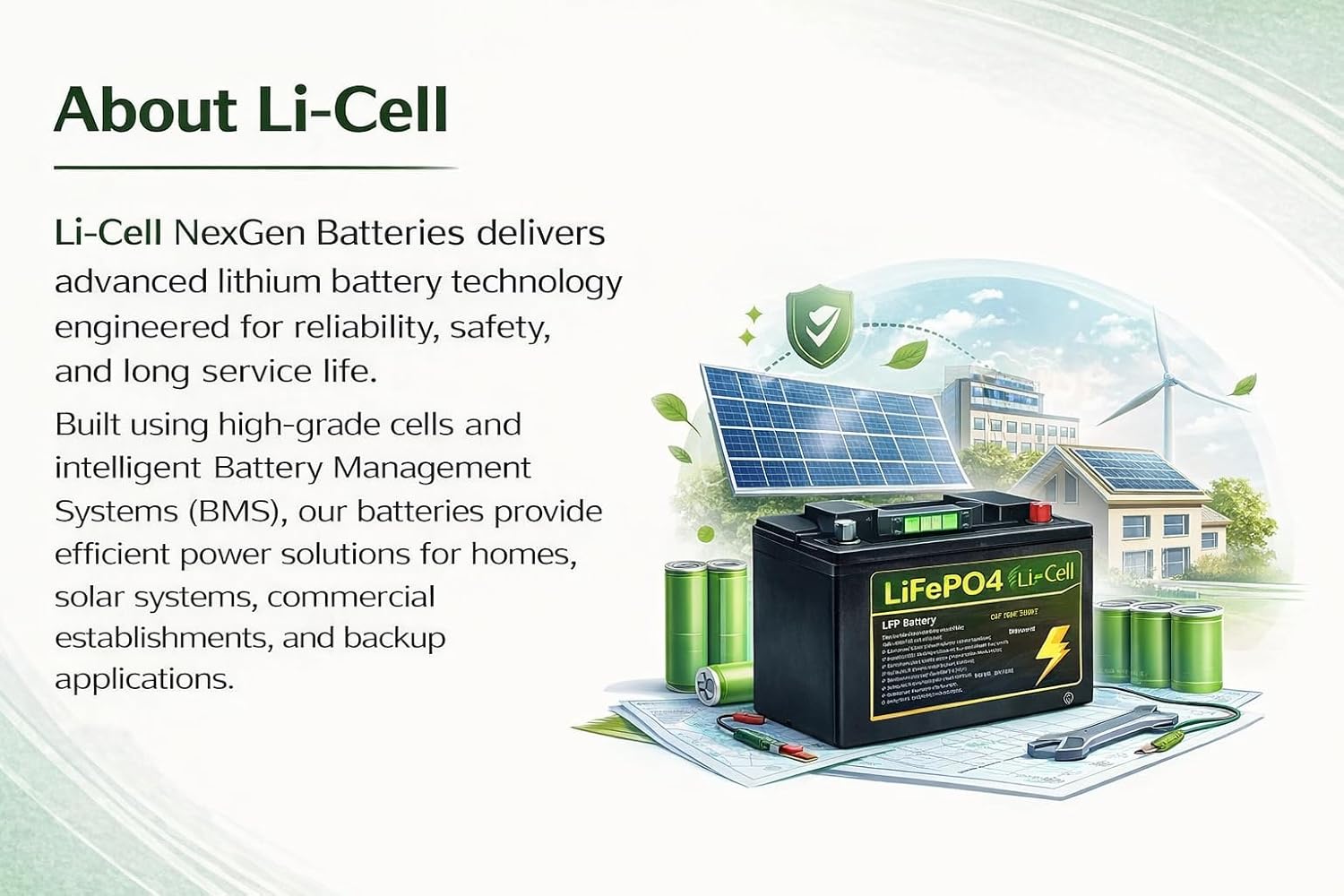 12V 100Ah Lithium-Ion Deep Cycle Battery, Built-in BMS, Over Voltage and Short Circuit Protection