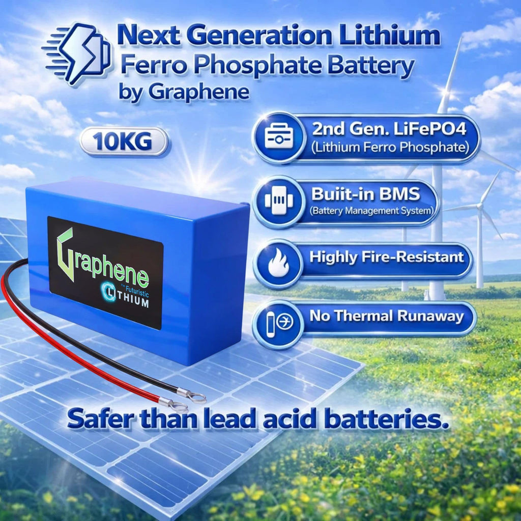 GRAPHENE Smart 12 Volt 100AH Lithium(LFP) Inverter Battery Solar Compatible Backup 180Ah+ Lead-Acid Long Life Upto 30 Years(4000+ Cycles) Works with Any Normal Inverter, 5+2 Years Warranty
